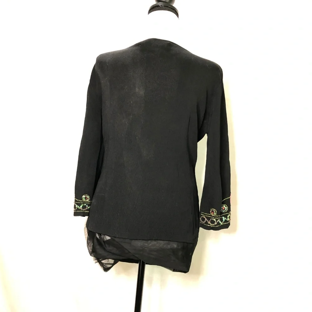 Joseph A finely knit sweater embellished floral - Picture 2 of 8